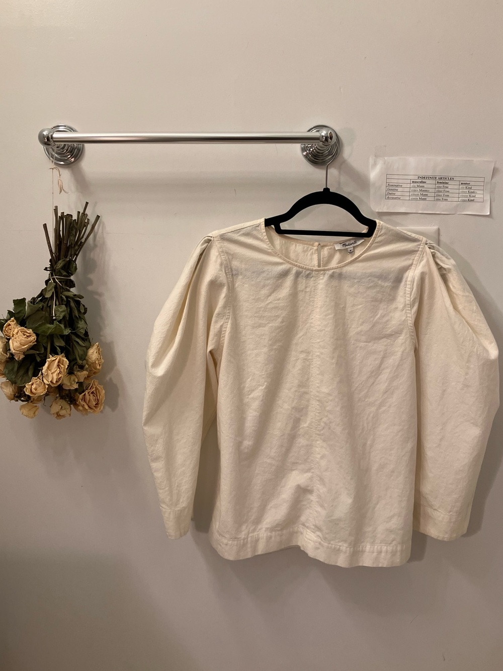 Madewell 100% cotton puff sleeved cream long sleeve loose blouse M